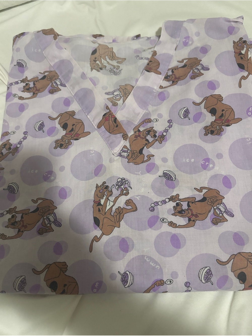 Handmade Scooby doo scrub top with deadstock vintage fabric